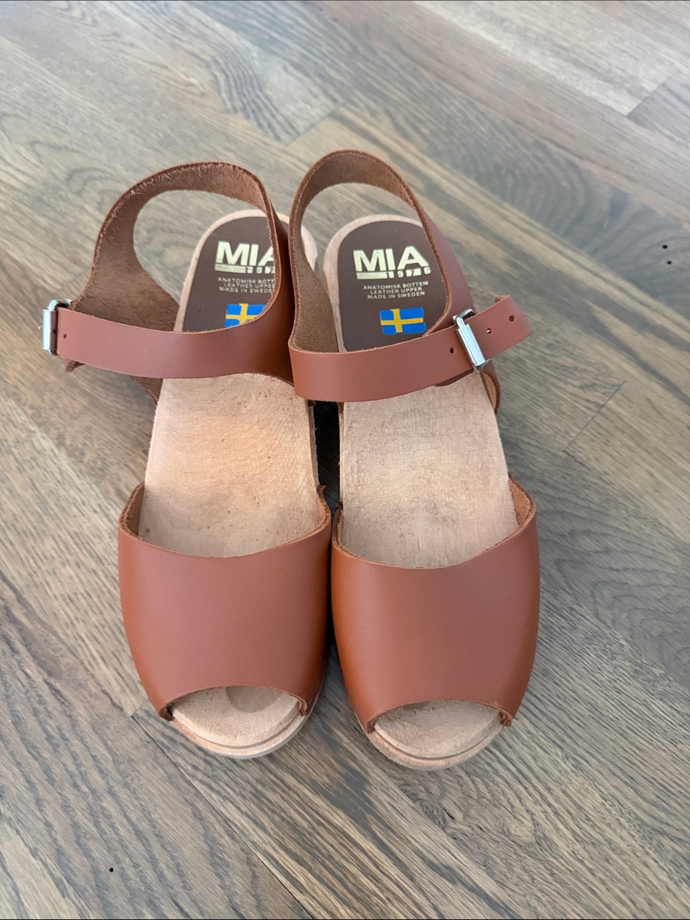MIA Tan Leather Open-Toe Ankle Strap Sandals